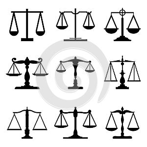Vintage mechanical balance scales Fair Equal Judge icons Vector
