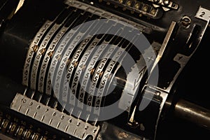 Vintage mechanical calculator calculating counting machine