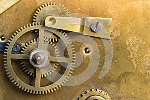 Vintage mechanical clockwork cogwheels