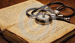 Vintage Medical Book and Stethoscope