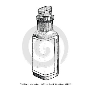 Vintage medicine bottle hand drawing vintage style