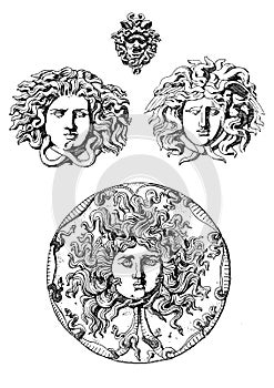 Vintage medusa illustrations set