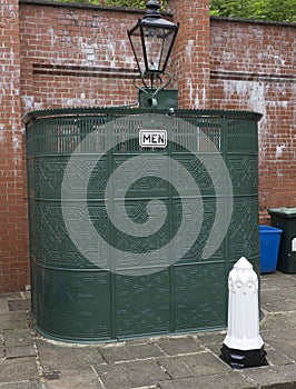 Vintage  Men`s Street Toilet at Critch Tramway Village ,Derbyshire, England