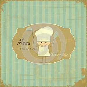 Vintage Menu Card Design with chef