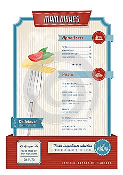 Vintage menu