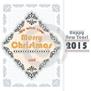 Vintage Merry Christmas and New Year abstract background.