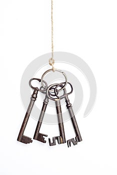 Vintage Metal Keys Collection on White Background