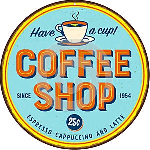 Vintage metal sign - Coffee Shop
