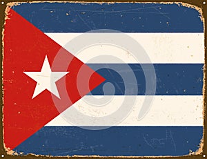 Vintage Metal Sign - Cuba Flag.
