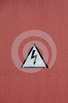 Vintage Metal Sign - Danger High Voltage on the door, A fragmen