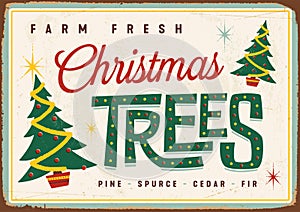 Vintage Metal Sign - Fram Fresh Christmas Trees - Vector EPS10.