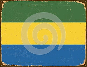 Vintage Metal Sign - Gabon Flag.