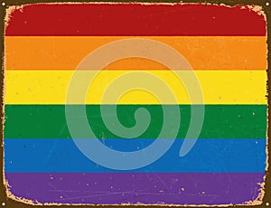Vintage Metal Sign - Rainbow Flag.