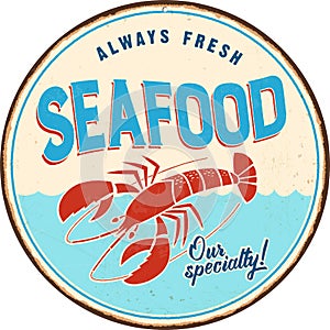 Vintage metal sign - Seafood