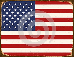 Vintage Metal Sign - United States Of America Flag.