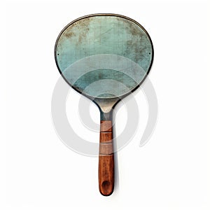 Vintage Metal Table Tennis Racket Illustration On White Background