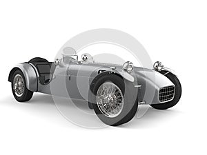 Vintage metallic silver open wheel sport racing car