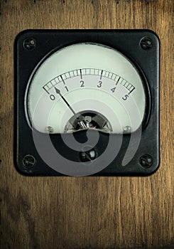 Vintage Meter on Wood Background