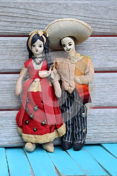 Vintage Mexican Couple Cloth Dolls