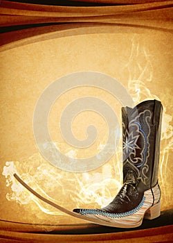 Vintage Mexican pointy boot poster - mexican tribal music clubbing photo