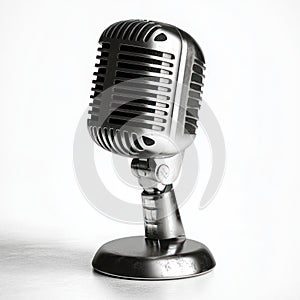 Classic Retro Microphone on White Background