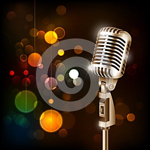 Vintage Microphone on abstract background