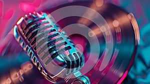 The vintage microphone.AI generated image