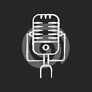 Vintage microphone chalk white icon on black background
