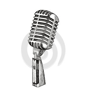 Vintage microphone hand drawing