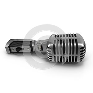 Vintage microphone isolated on white. 3D illustration