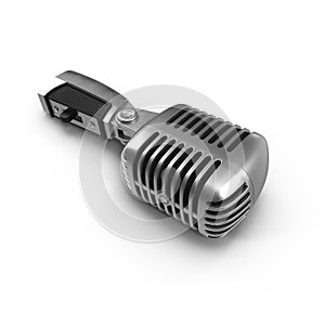 Vintage microphone isolated on white. 3D illustration