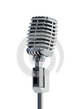 Vintage microphone isolated on white background. 3D illustration
