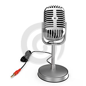 Vintage microphone isolated on white. Front view. 3D illustration