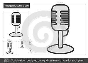 Vintage microphone line icon.