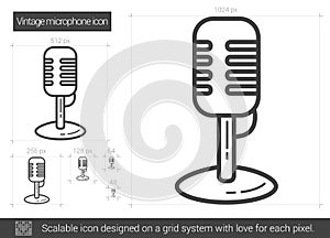 Vintage microphone line icon.