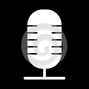 Vintage microphone line style vector illustration. Icon isolated on black