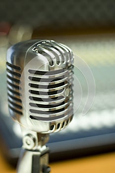 Vintage Microphone in music studio