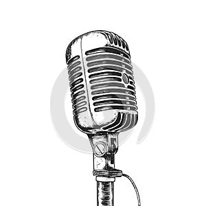 Vintage microphone sketch raster