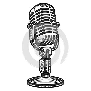 Vintage microphone sketch vector