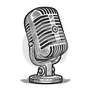 Vintage microphone sketch vector