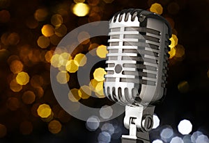 Vintage microphone on stage