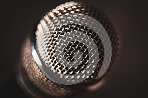 Vintage microphone on stage. close-up.