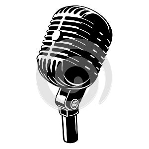 Vintage Microphone Vector Illustration for Music and Broadcasting Themes photo