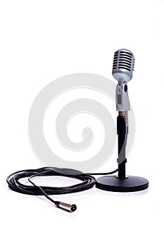 Vintage Microphone on White