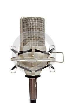 Vintage microphone on a white background