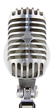 Vintage microphone on white background