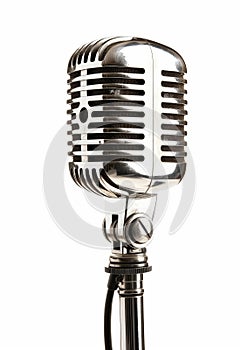 Vintage Microphone on White Background