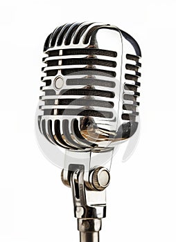 Vintage Microphone on White Background