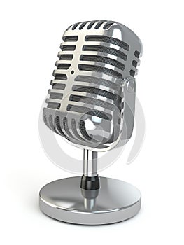 Vintage microphone on a white background.