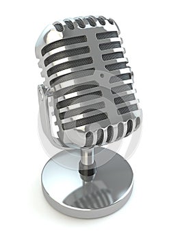 Vintage microphone on a white background.